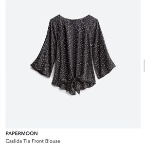 Black and white polka dot blouse, front tie. Paper moon blouse